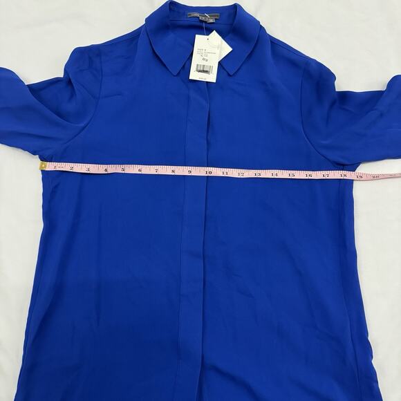 NWT $295 VINCE Royal Cobalt Blue 100% Silk Button Down Shirt Top Blouse Size 6 - Picture 5 of 8